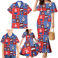 Slovakia Christmas Patchwork Family Matching Mermaid Dress and Hawaiian Shirt - Wonder Print Shop