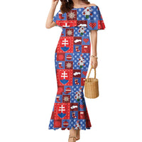 Slovakia Christmas Patchwork Family Matching Mermaid Dress and Hawaiian Shirt - Wonder Print Shop