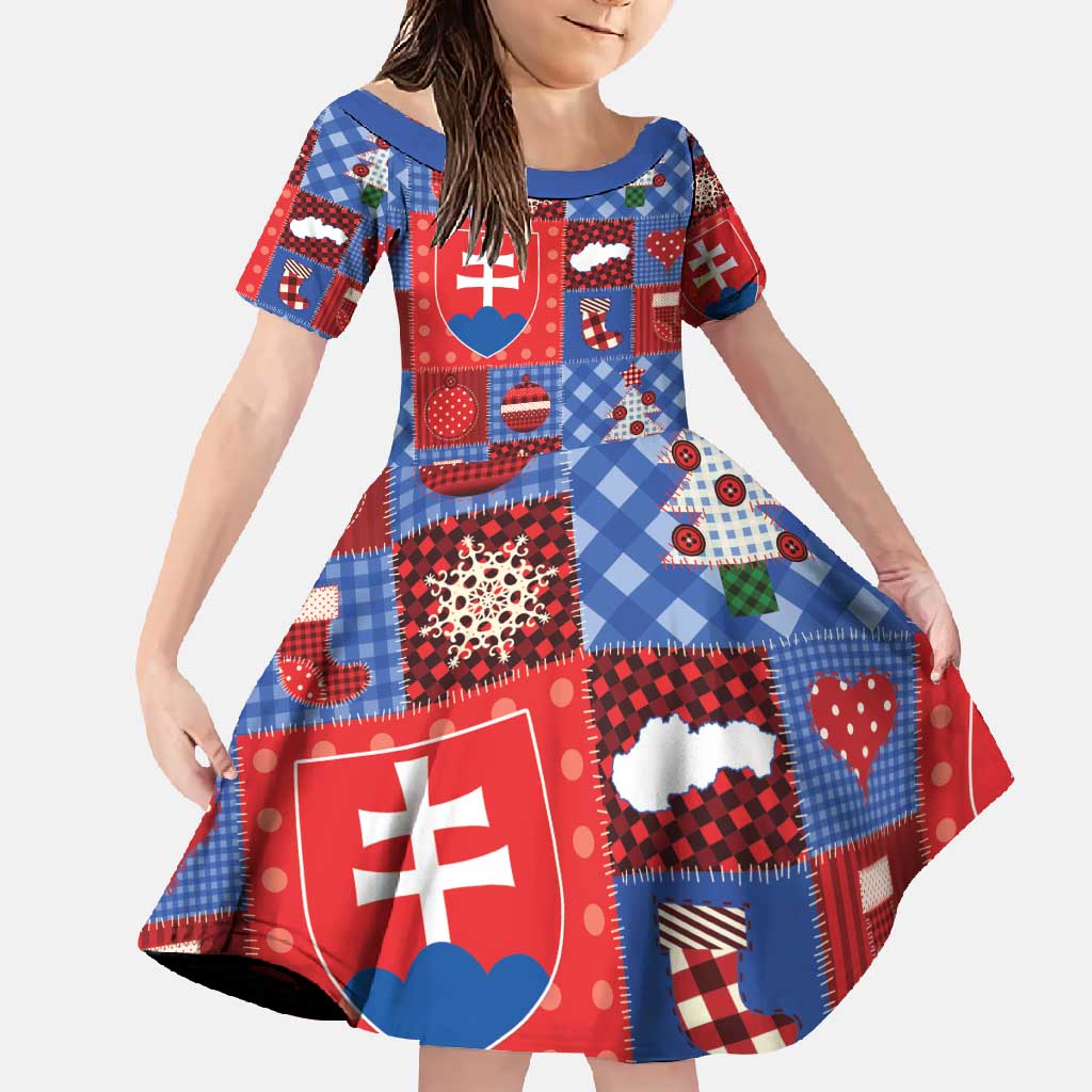 Slovakia Christmas Patchwork Family Matching Off Shoulder Maxi Dress and Hawaiian Shirt - Wonder Print Shop