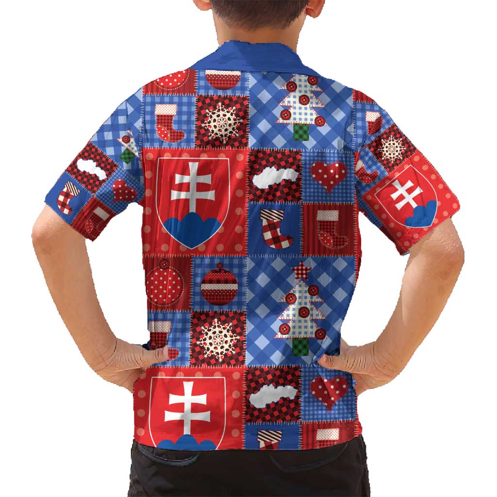 Slovakia Christmas Patchwork Family Matching Off Shoulder Short Dress and Hawaiian Shirt - Wonder Print Shop