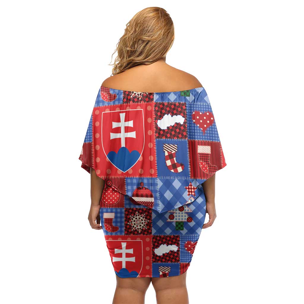 Slovakia Christmas Patchwork Family Matching Off Shoulder Short Dress and Hawaiian Shirt - Wonder Print Shop