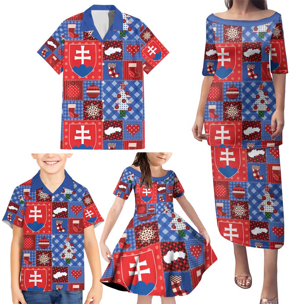 Slovakia Christmas Patchwork Family Matching Puletasi and Hawaiian Shirt - Wonder Print Shop