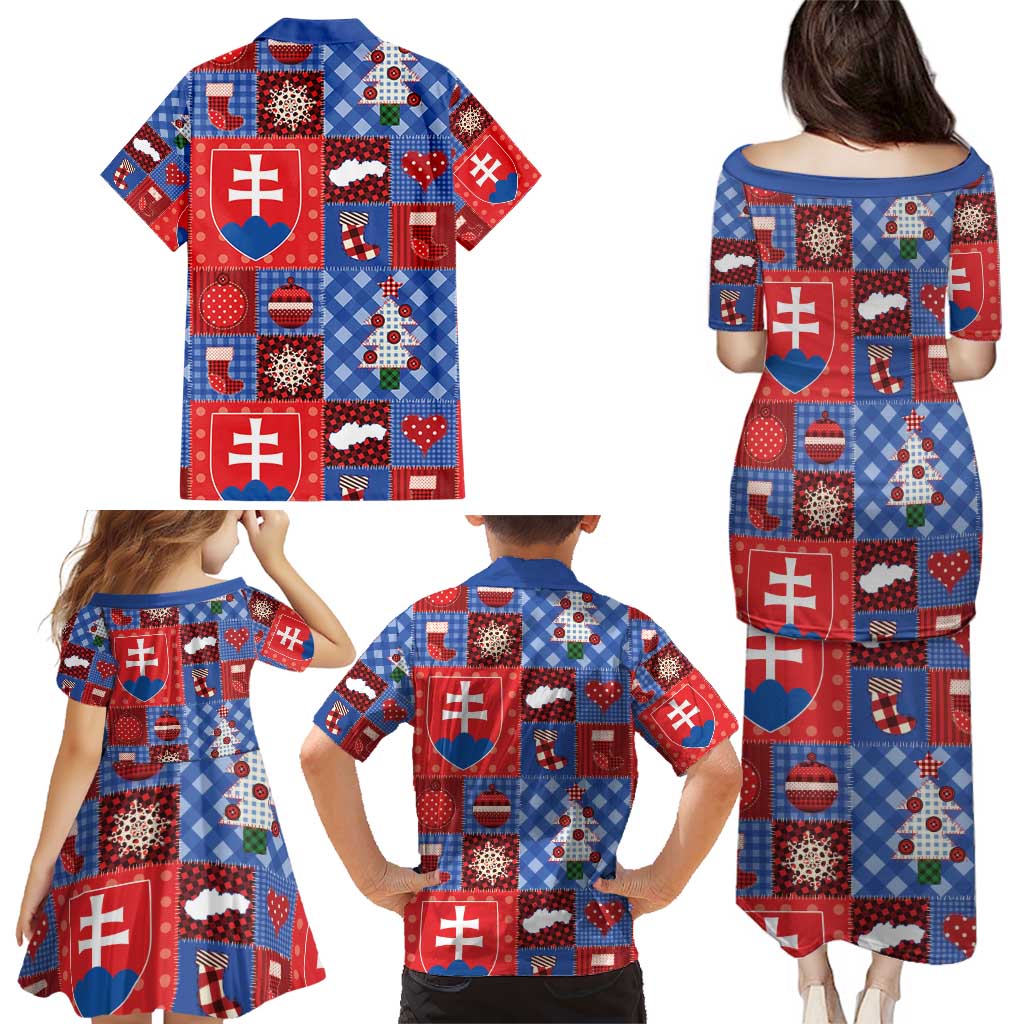 Slovakia Christmas Patchwork Family Matching Puletasi and Hawaiian Shirt - Wonder Print Shop