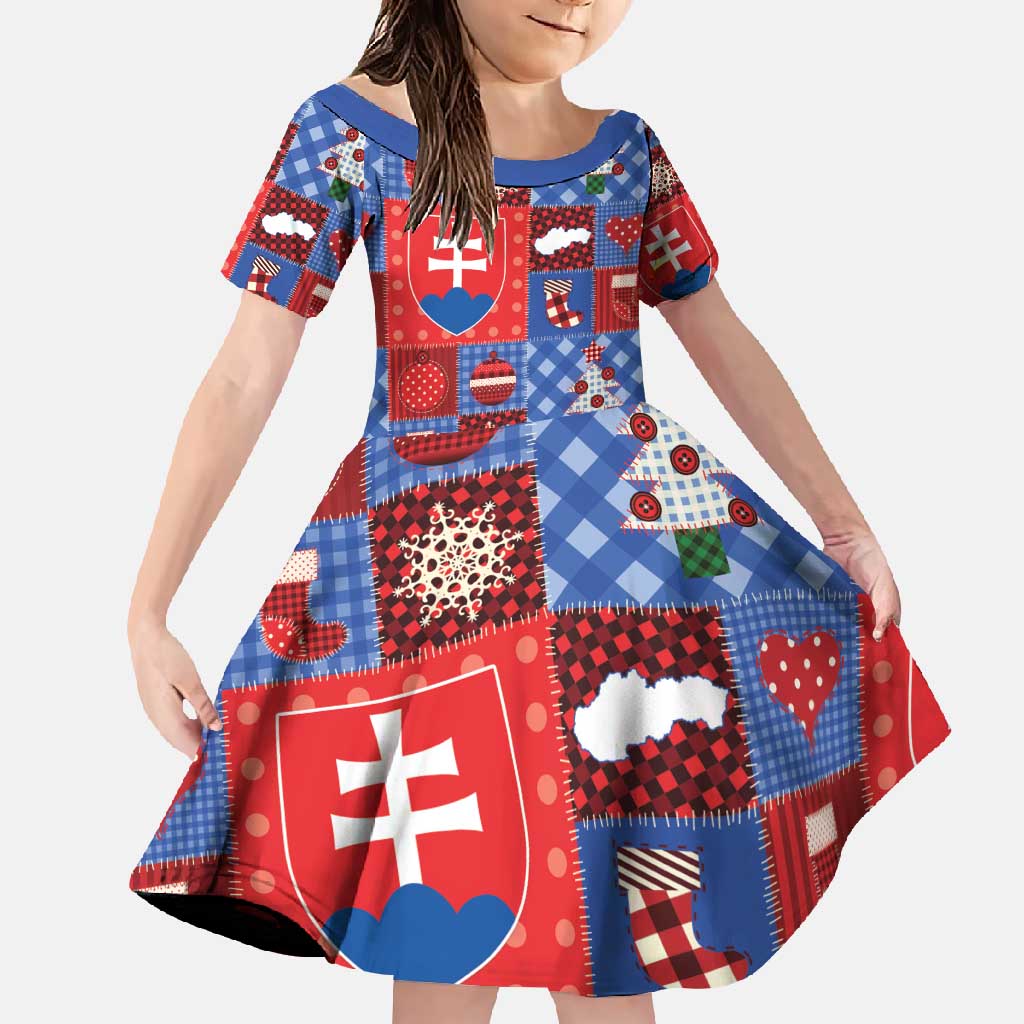 Slovakia Christmas Patchwork Family Matching Short Sleeve Bodycon Dress and Hawaiian Shirt - Wonder Print Shop