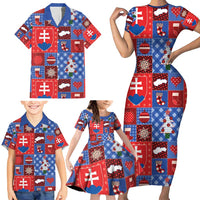 Slovakia Christmas Patchwork Family Matching Short Sleeve Bodycon Dress and Hawaiian Shirt - Wonder Print Shop