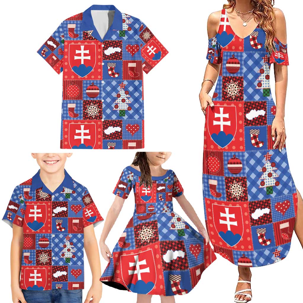 Slovakia Christmas Patchwork Family Matching Summer Maxi Dress and Hawaiian Shirt - Wonder Print Shop