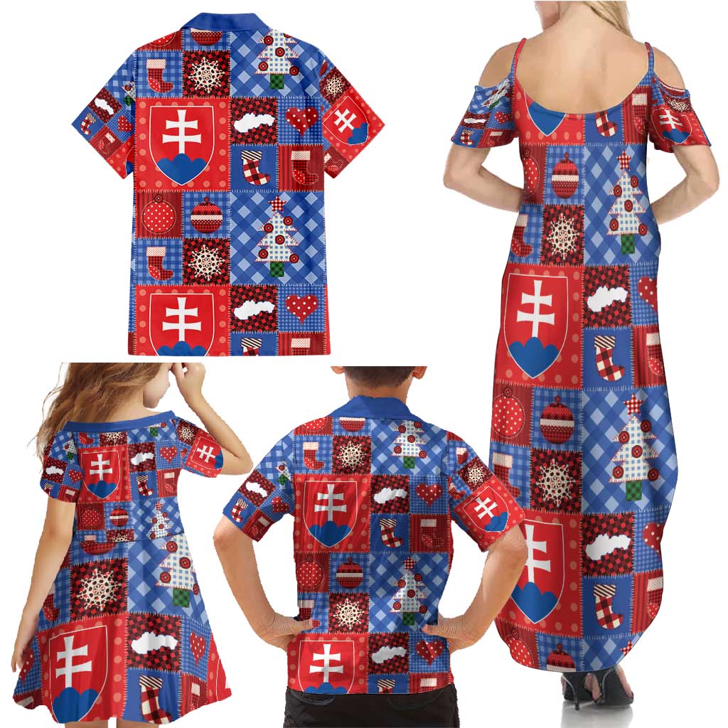 Slovakia Christmas Patchwork Family Matching Summer Maxi Dress and Hawaiian Shirt - Wonder Print Shop