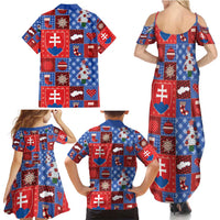 Slovakia Christmas Patchwork Family Matching Summer Maxi Dress and Hawaiian Shirt - Wonder Print Shop