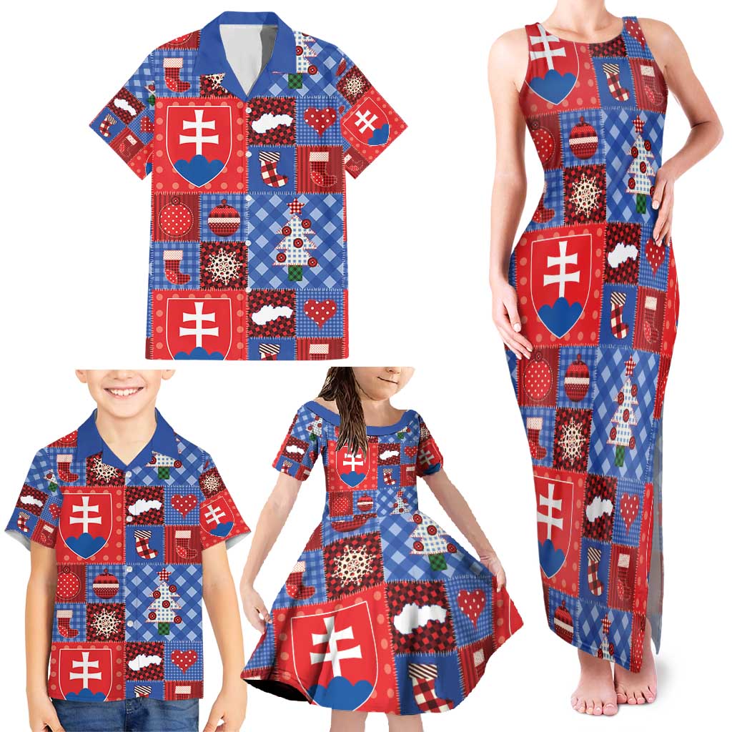 Slovakia Christmas Patchwork Family Matching Tank Maxi Dress and Hawaiian Shirt - Wonder Print Shop