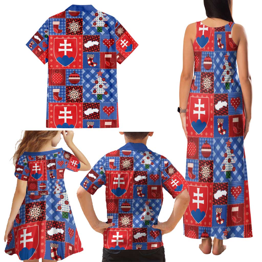 Slovakia Christmas Patchwork Family Matching Tank Maxi Dress and Hawaiian Shirt - Wonder Print Shop
