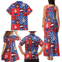 Slovakia Christmas Patchwork Family Matching Tank Maxi Dress and Hawaiian Shirt - Wonder Print Shop