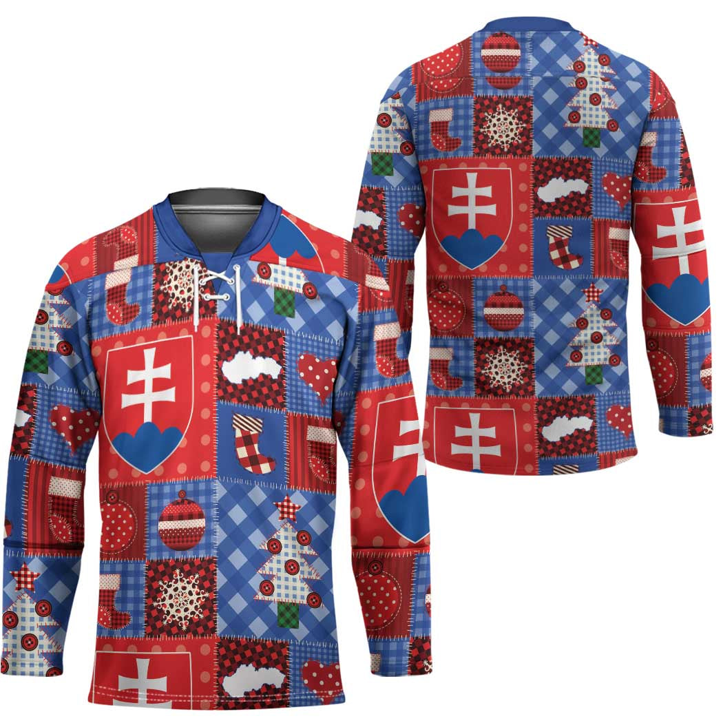 Slovakia Christmas Patchwork Hockey Jersey - Wonder Print Shop
