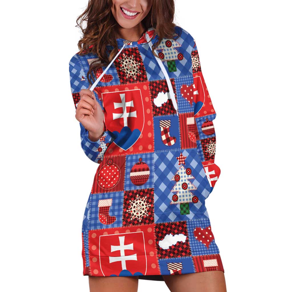 Slovakia Christmas Patchwork Hoodie Dress - Wonder Print Shop