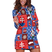 Slovakia Christmas Patchwork Hoodie Dress - Wonder Print Shop