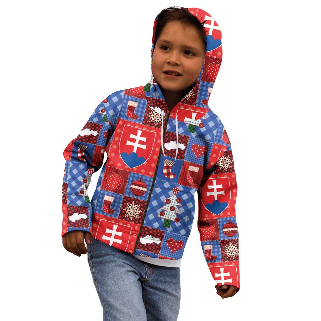 Slovakia Christmas Patchwork Kid Hoodie - Wonder Print Shop