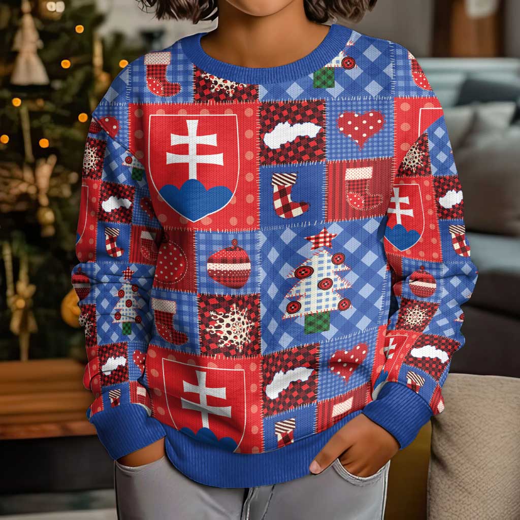 Slovakia Christmas Patchwork Kid Ugly Christmas Sweater - Wonder Print Shop