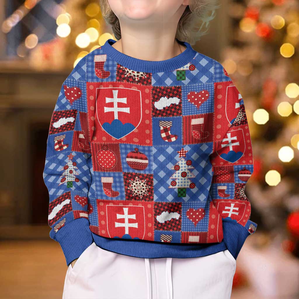 Slovakia Christmas Patchwork Kid Ugly Christmas Sweater - Wonder Print Shop