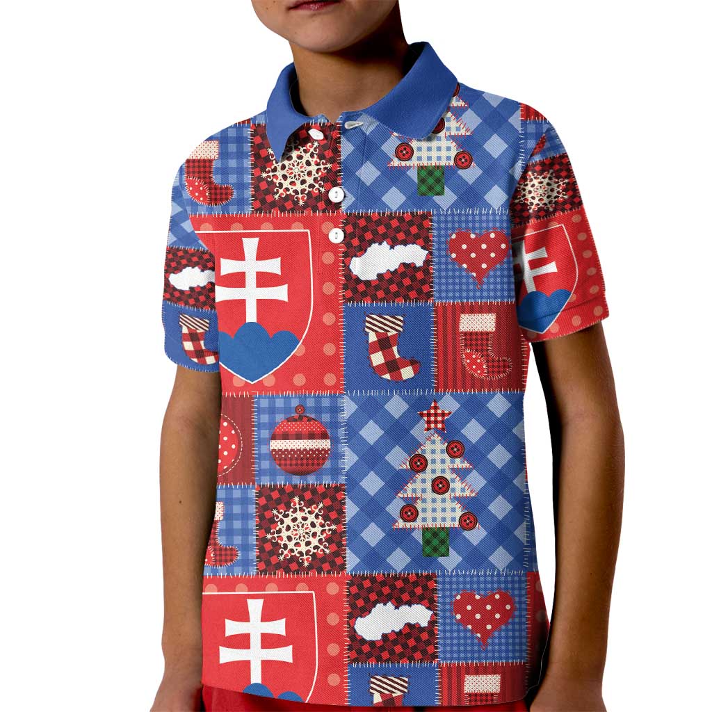 Slovakia Christmas Patchwork Kid Polo Shirt - Wonder Print Shop