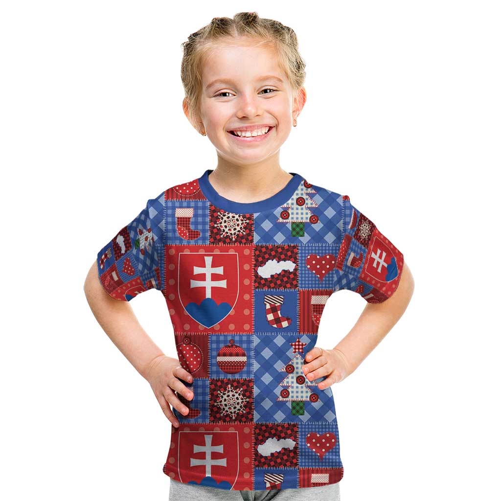 Slovakia Christmas Patchwork Kid T Shirt - Wonder Print Shop