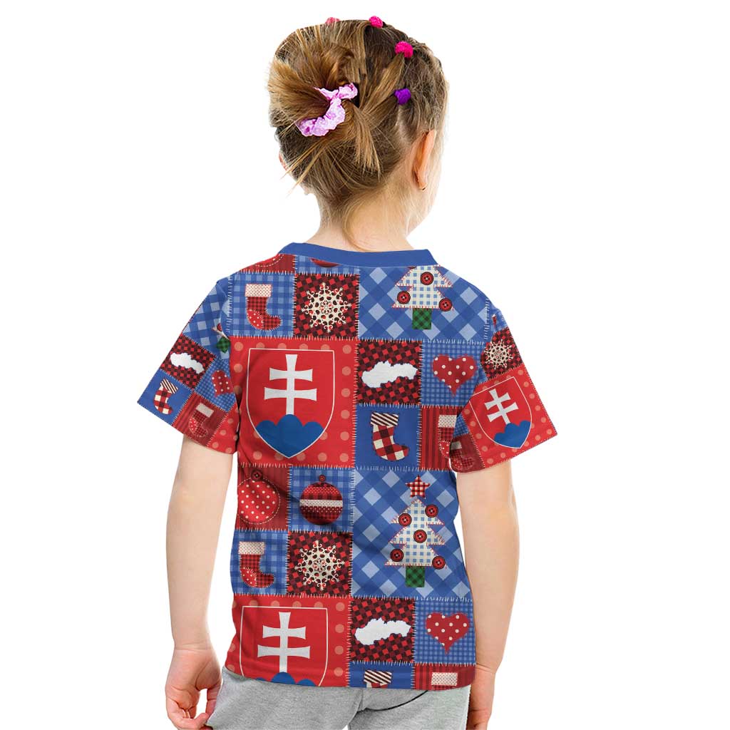 Slovakia Christmas Patchwork Kid T Shirt - Wonder Print Shop