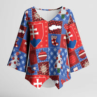 Slovakia Christmas Patchwork Kimono Sleeve Blouse - Wonder Print Shop