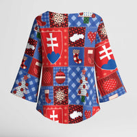 Slovakia Christmas Patchwork Kimono Sleeve Blouse - Wonder Print Shop