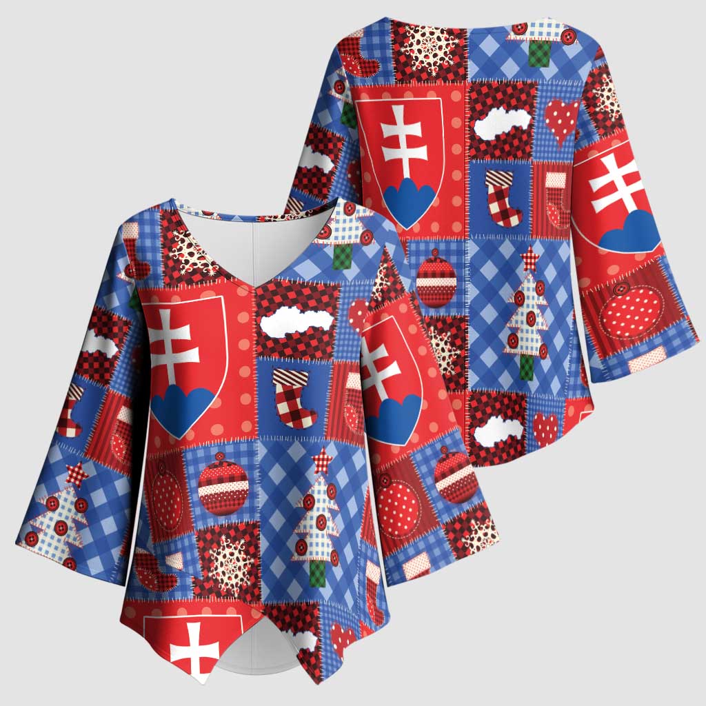 Slovakia Christmas Patchwork Kimono Sleeve Blouse - Wonder Print Shop