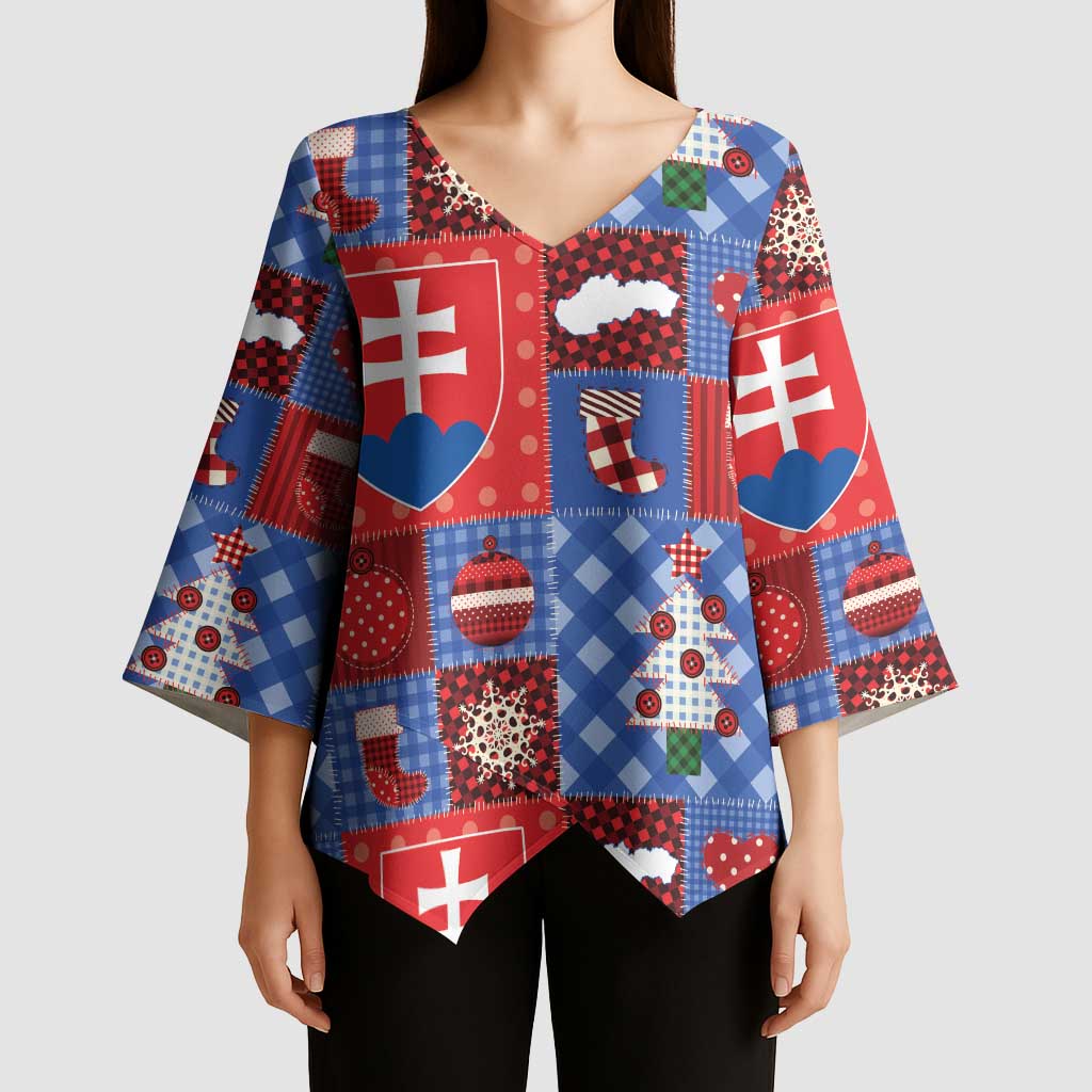 Slovakia Christmas Patchwork Kimono Sleeve Blouse - Wonder Print Shop