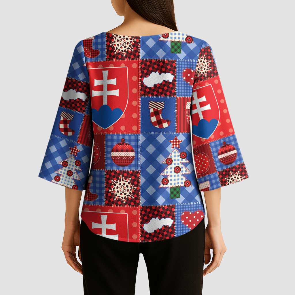 Slovakia Christmas Patchwork Kimono Sleeve Blouse - Wonder Print Shop