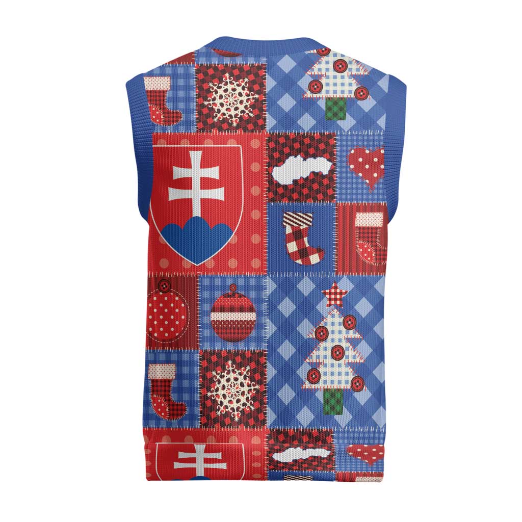 Slovakia Christmas Patchwork Christmas Knitted V-Neck Vest - Wonder Print Shop