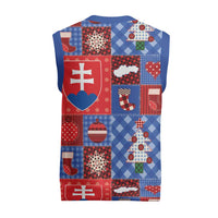 Slovakia Christmas Patchwork Christmas Knitted V-Neck Vest - Wonder Print Shop