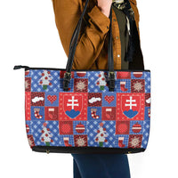 Slovakia Christmas Patchwork Leather Tote Bag - Wonder Print Shop