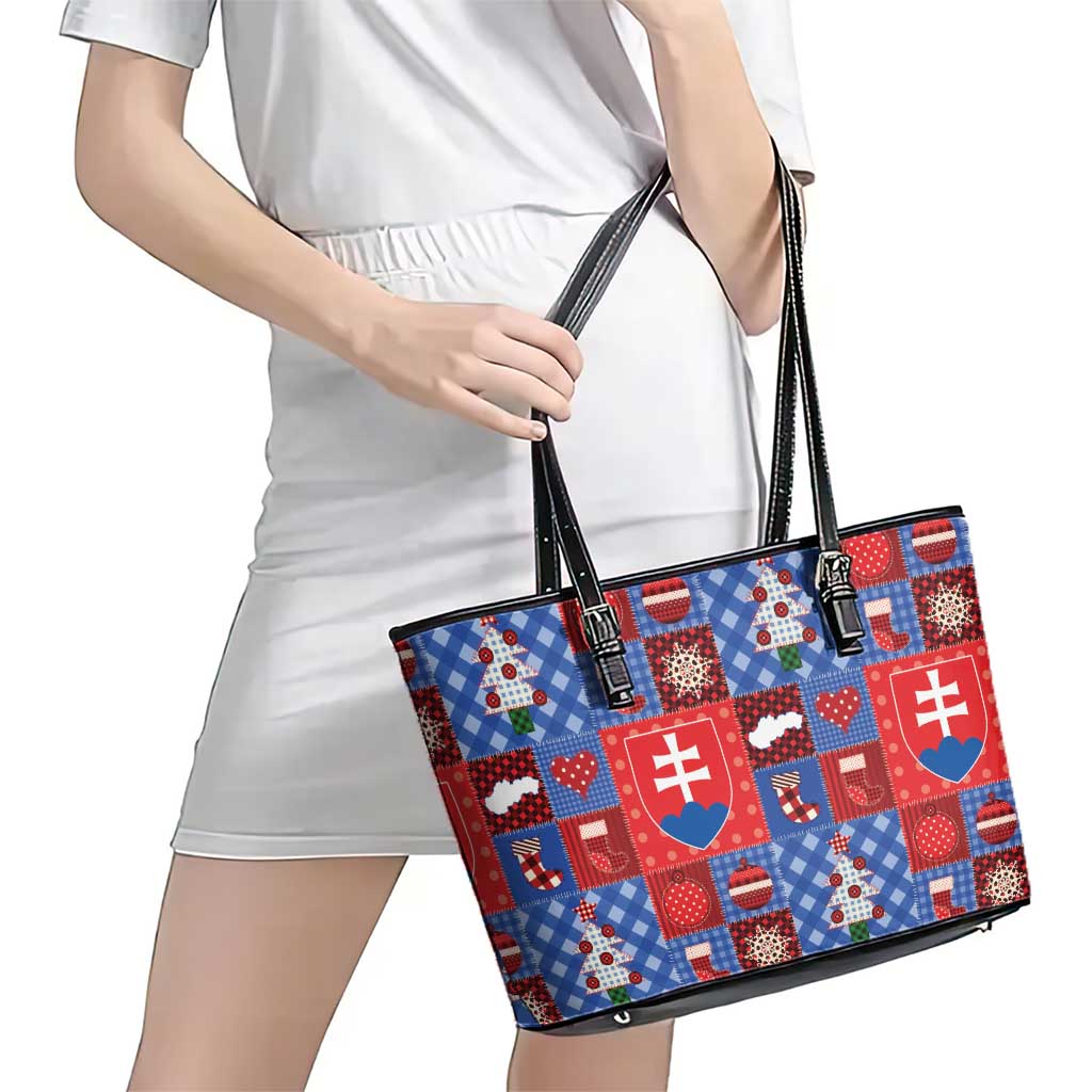 Slovakia Christmas Patchwork Leather Tote Bag - Wonder Print Shop