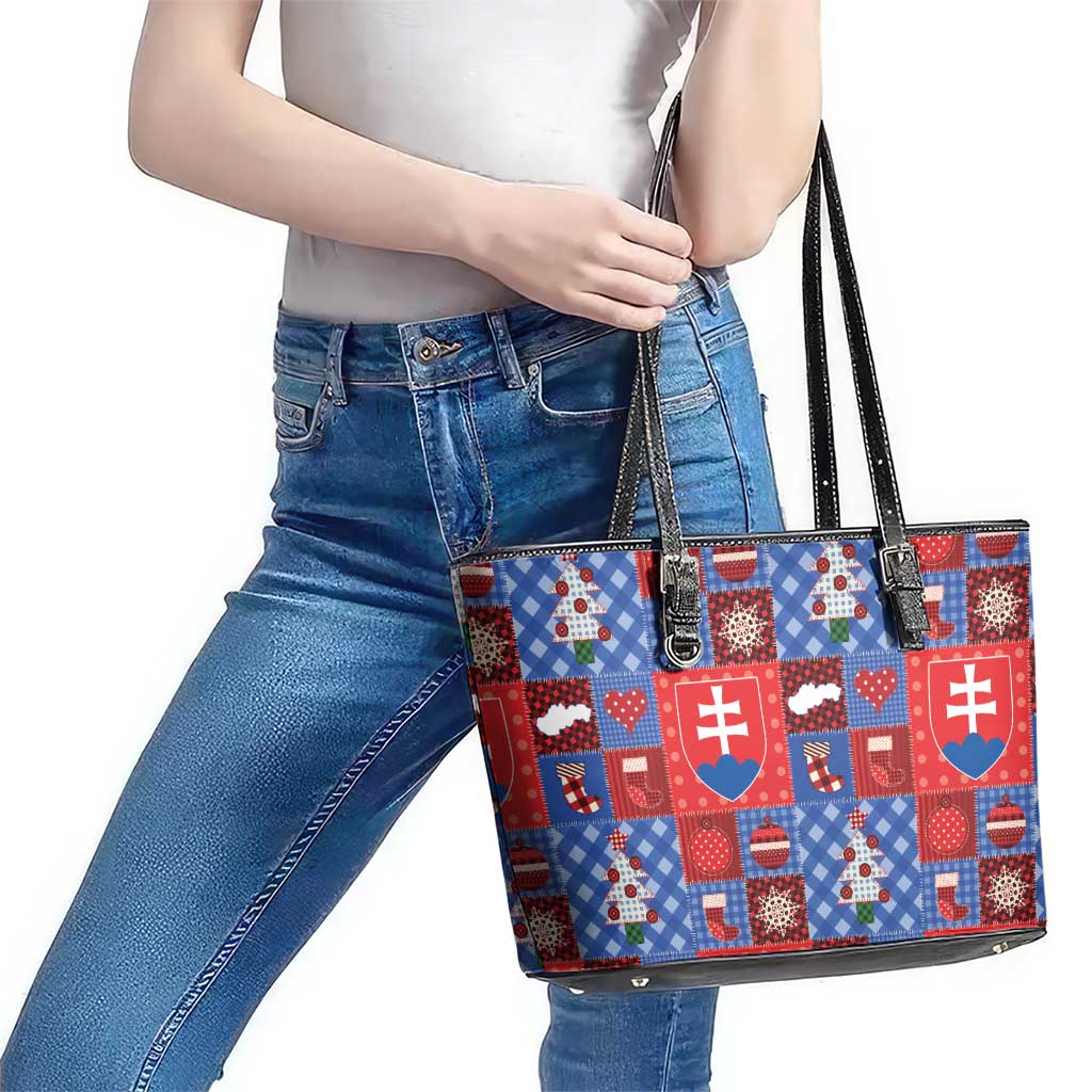 Slovakia Christmas Patchwork Leather Tote Bag - Wonder Print Shop