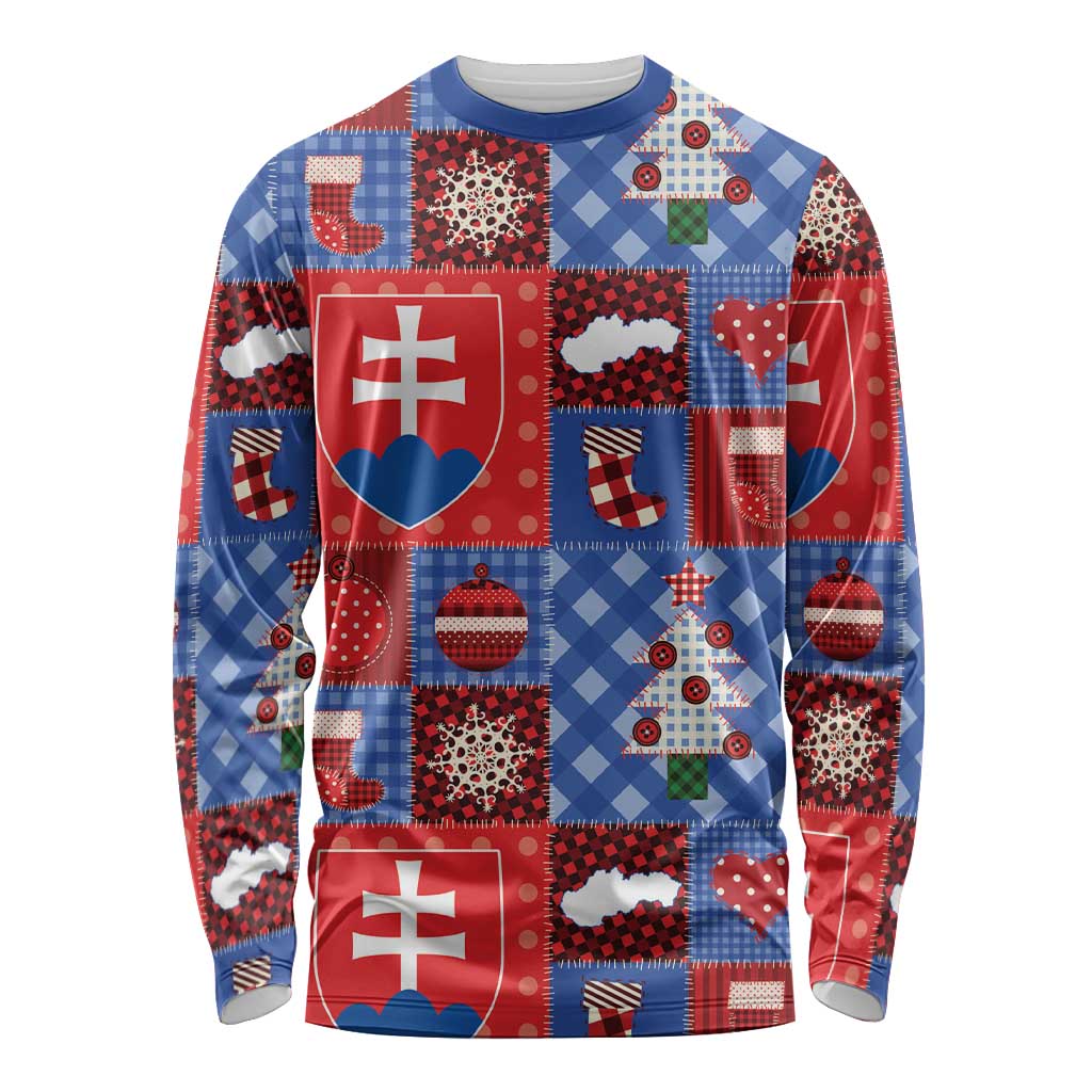 Slovakia Christmas Patchwork Long Sleeve Shirt - Wonder Print Shop