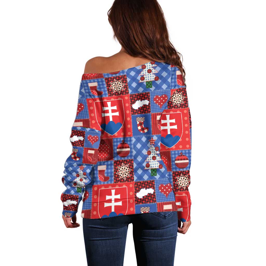 Slovakia Christmas Patchwork Off Shoulder Sweater - Wonder Print Shop