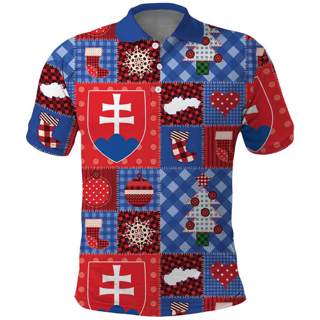 Slovakia Christmas Patchwork Polo Shirt - Wonder Print Shop