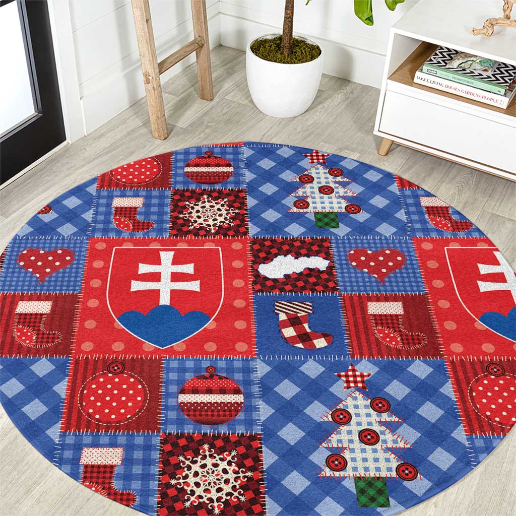 Slovakia Christmas Patchwork Round Carpet - Wonder Print Shop