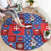 Slovakia Christmas Patchwork Round Carpet - Wonder Print Shop
