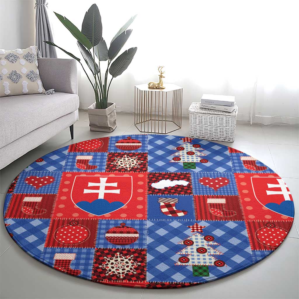Slovakia Christmas Patchwork Round Carpet - Wonder Print Shop