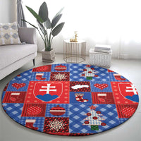 Slovakia Christmas Patchwork Round Carpet - Wonder Print Shop