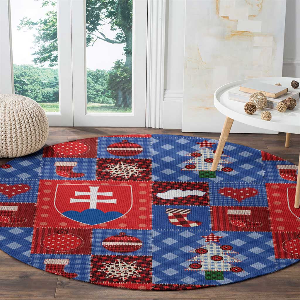 Slovakia Christmas Patchwork Round Carpet - Wonder Print Shop