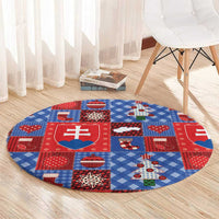 Slovakia Christmas Patchwork Round Carpet - Wonder Print Shop