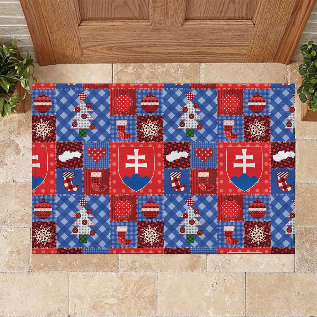 Slovakia Christmas Patchwork Rubber Doormat - Wonder Print Shop