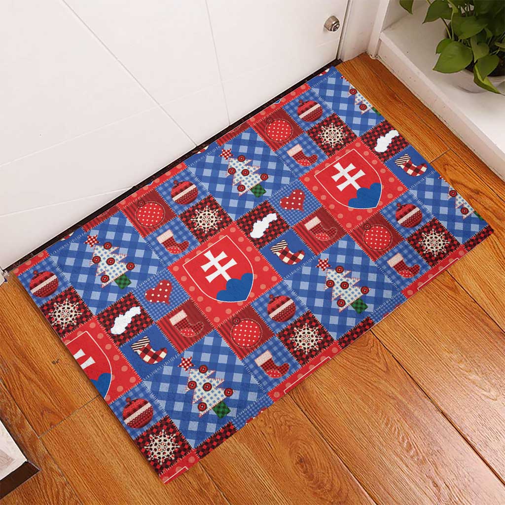 Slovakia Christmas Patchwork Rubber Doormat - Wonder Print Shop