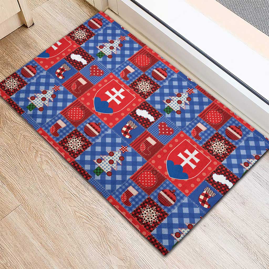 Slovakia Christmas Patchwork Rubber Doormat - Wonder Print Shop
