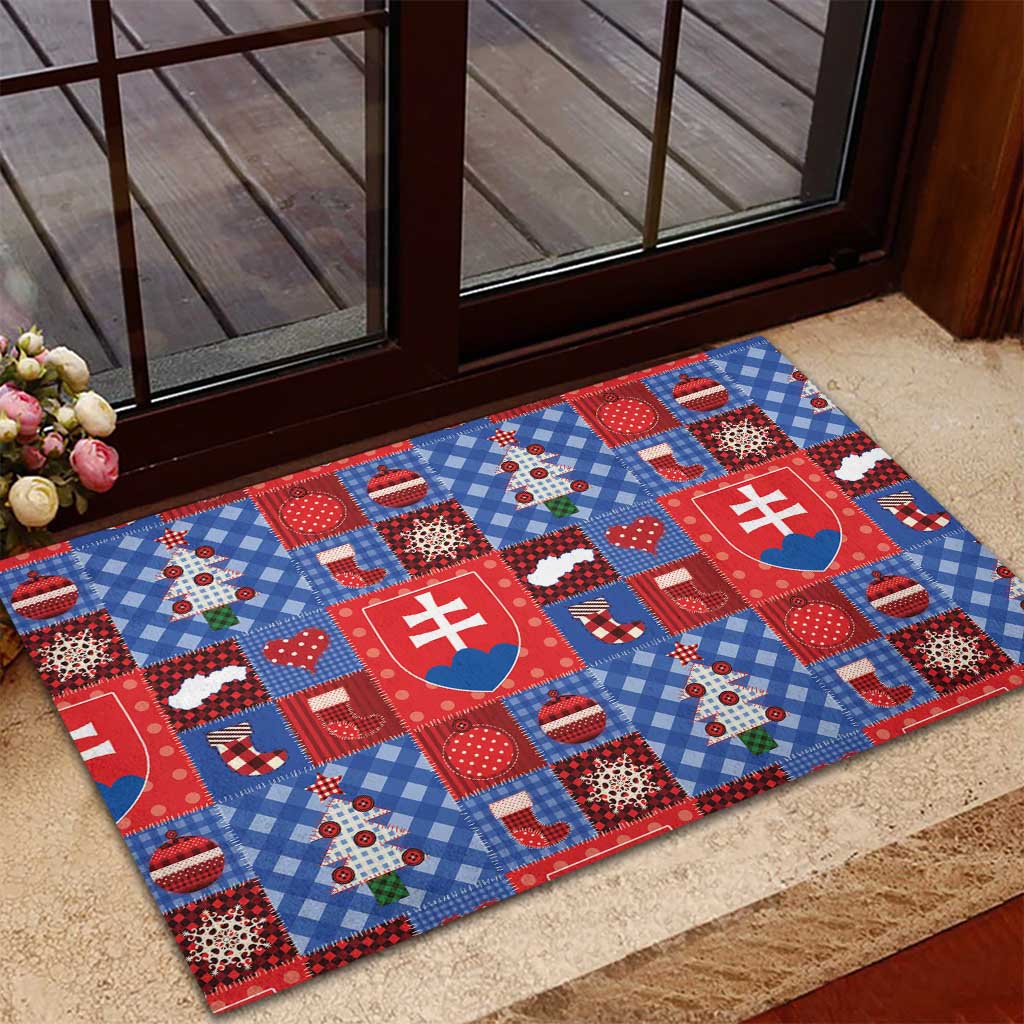 Slovakia Christmas Patchwork Rubber Doormat - Wonder Print Shop