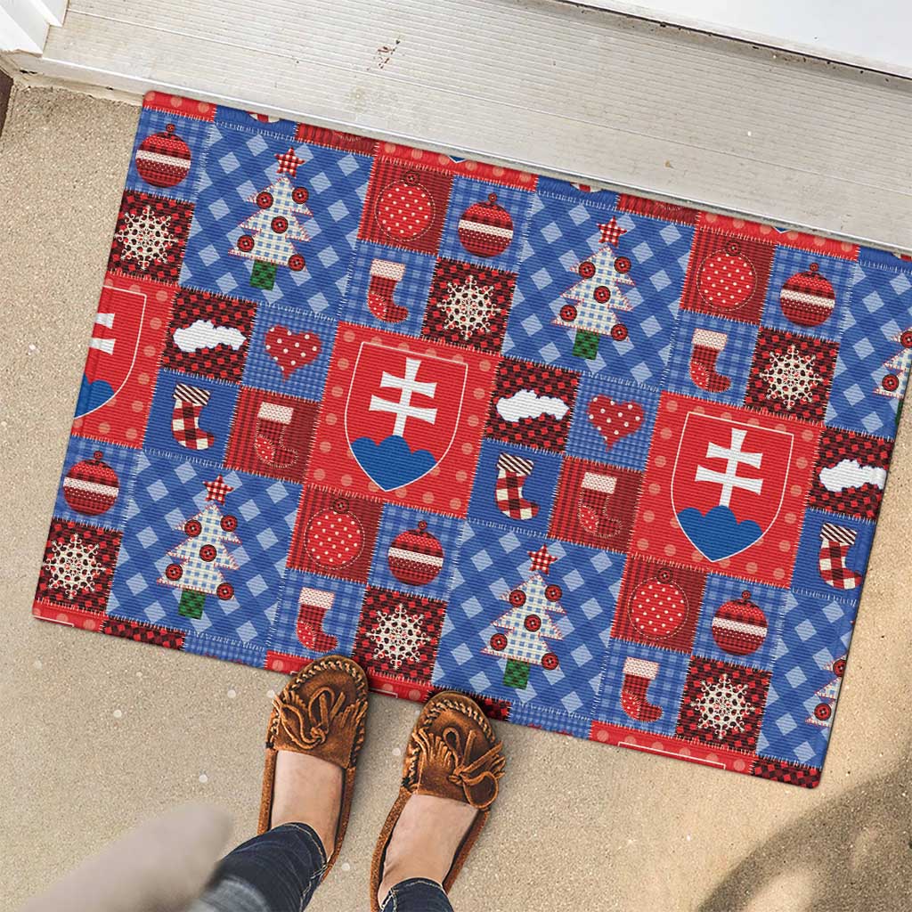 Slovakia Christmas Patchwork Rubber Doormat - Wonder Print Shop