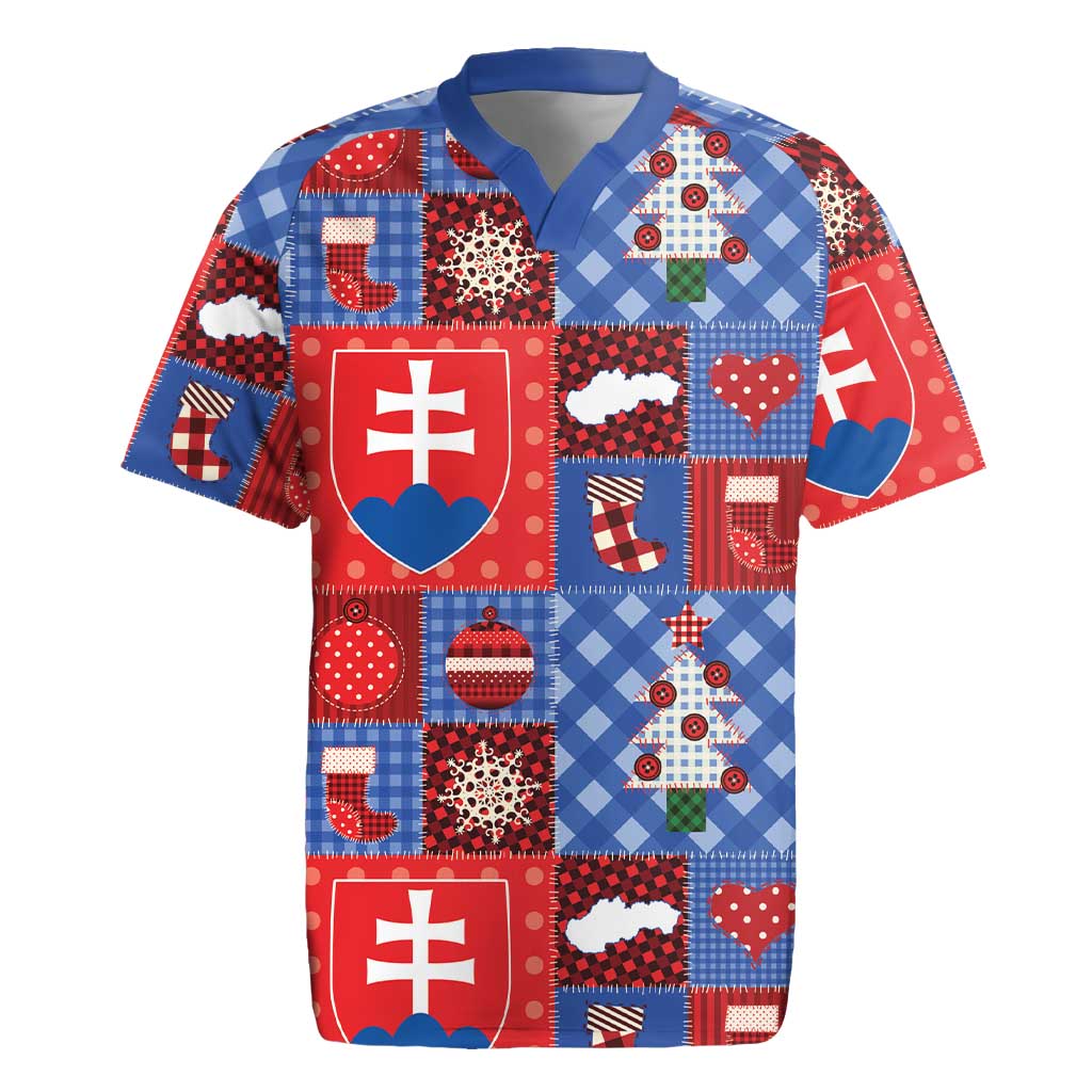 Slovakia Christmas Patchwork Rugby Jersey - Wonder Print Shop