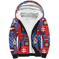 Slovakia Christmas Patchwork Sherpa Hoodie - Wonder Print Shop